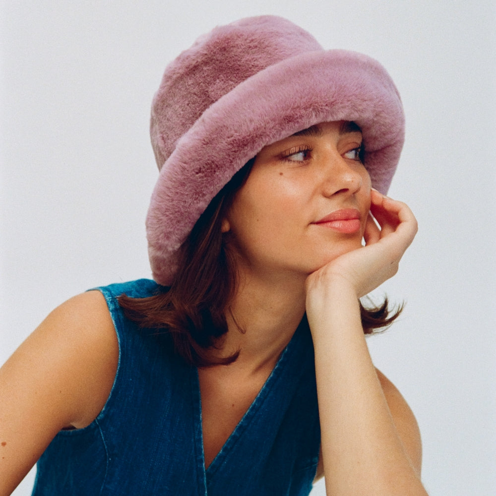 The Bucket Hat. Furry Bucket Hat. Faux Fur Bucket Hat. Fluffy Bucket Hat. Winter Bucket Hat. Brown Bucket Hat. Winter Bucket Hat. Winter Hat Styles. Fluffy Winter Hat Style. Winter Skiing hat styles. Stylish Winter Hats. Fashionable Winter Hats. Winter Hat Style Trends. Trendy Winter Hats.