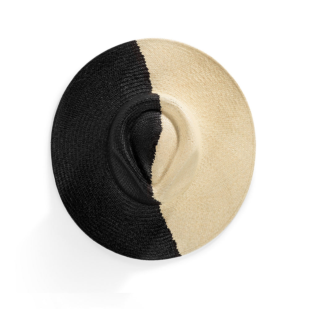 The Straw Iconic Limited Eclipse. Straw hat. Straw hat styles. Summer hat style. Summer hat. Summer hat styles. Black and white hat. Duo tone black and white hat. Duo-tone hat style. unique hat. statement hat. Unique Hat designs. Unique hat styles. Statement Hat. Statement hat Styles