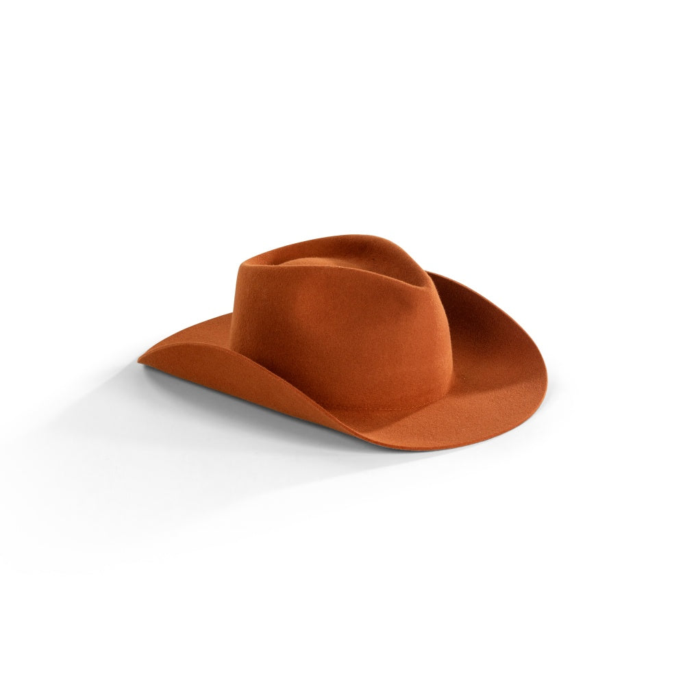 The Rodeo Terra Cotta Orange Wool Hat. The Rodeo Terra Cotta Fedora Hat Styles. Fedora Hat Styles. Wool Hat Styles.